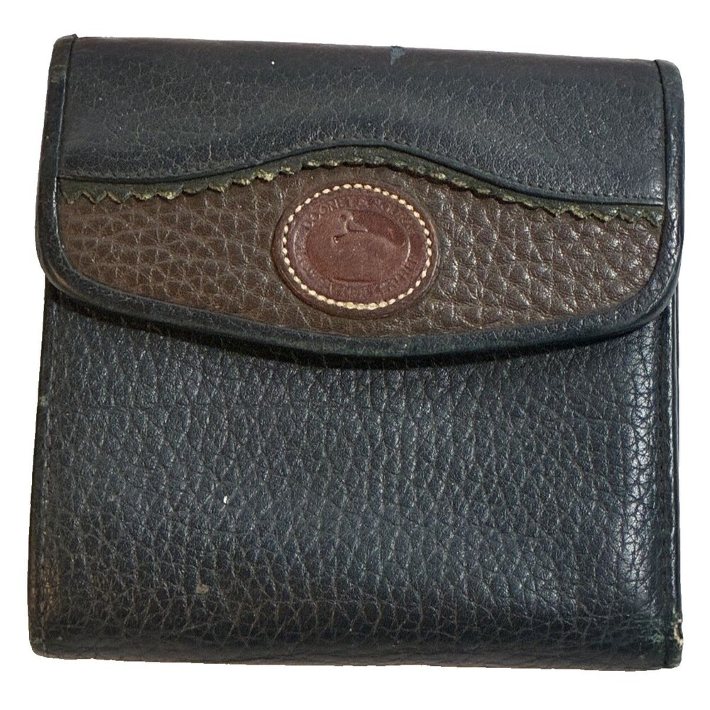 Vintage Dooney & Bourke AWL Leather Checkbook Wallet Kiss Lock Coin Purse